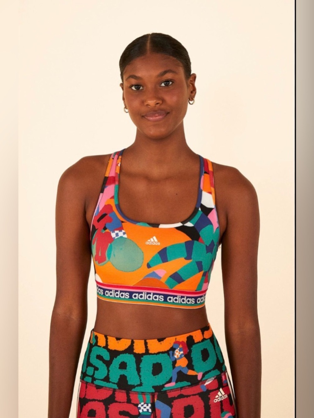 Farm Rio x Adidas Large Tropical Print Sports Bra Crop Top